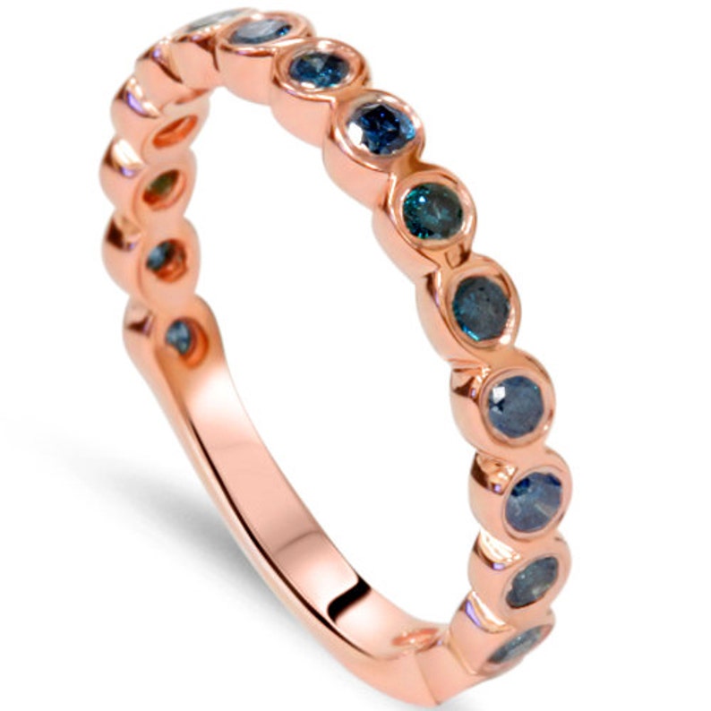 Blue Diamond .45CT Stackable Ring 14K Rose Gold Size 4-10 - Etsy