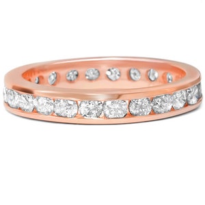 Rose Gold Diamond Eternity Ring, 1.50CT Diamond Wedding Ring Stackable Rose Gold Eternity Ring Channel Set Band 14 Karat Size 4-9