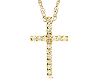 1.00CT Diamond Cross 14K Yellow Gold Diamond Cross 14k | Etsy