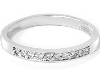 1/4CT Stackable Diamond Ring Womens Wedding Anniversary Guard Engagement Band 14 KT White Gold