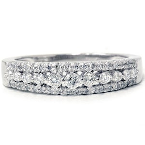 1/4CT Diamond Anniversary Ring 10K White Gold Womens Stackable Guard Wedding Band Pave Size 4-9 image 1