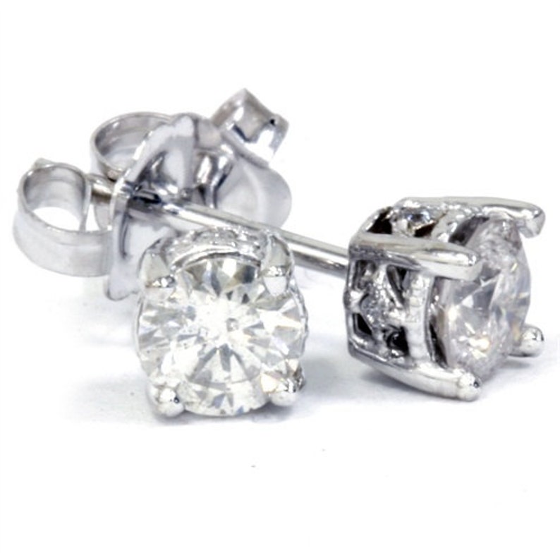 Diamond Studs Vintage Diamond Studs Round Diamond Studs 0.56 Etsy