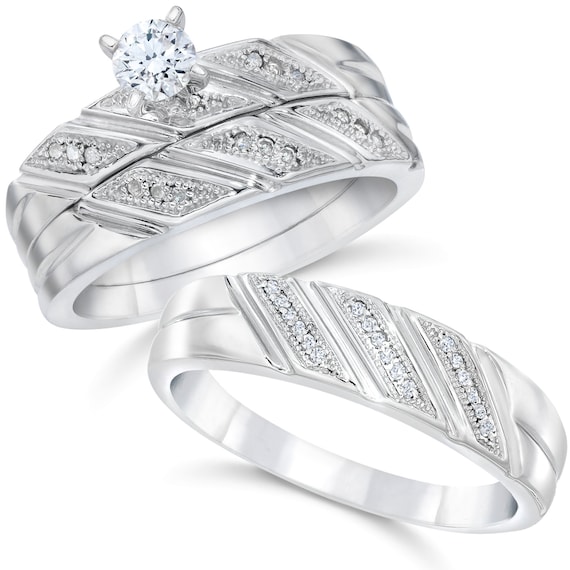 Diamond Engagement Ring Set Diamond Wedding Rings Matching