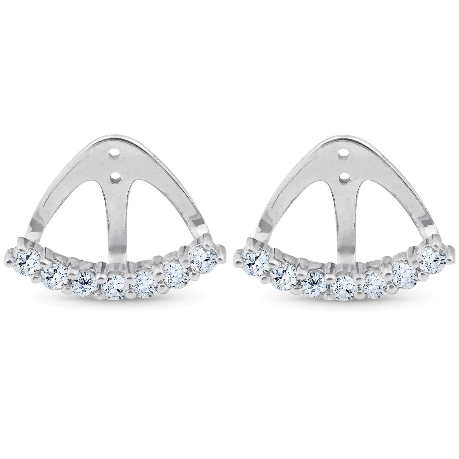 Diamond Stud Earring Jackets 3/4 Ct 14k White Gold GH I1 Etsy
