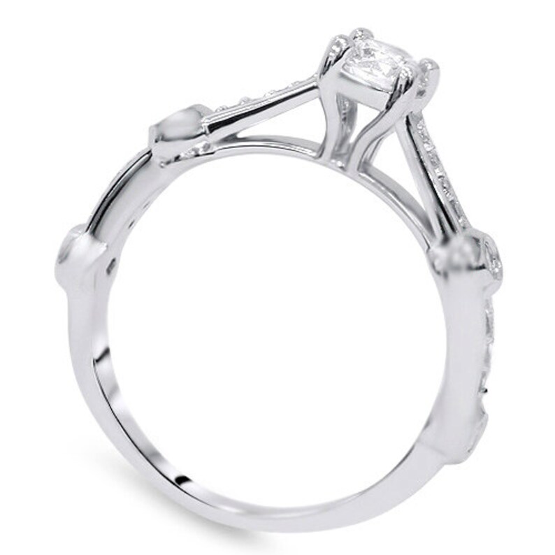 Engagement Ring Contemporary .80CT SI Diamond Engagement Ring Modern Bezel Band 14 Karat White Gold Size 4-9 image 3