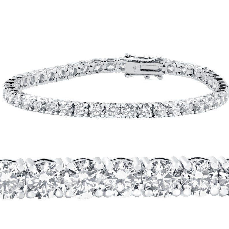 10 ct Diamond Tennis Bracelet 14k White Gold 7 Double Lock Clasp G-H, I1 image 1