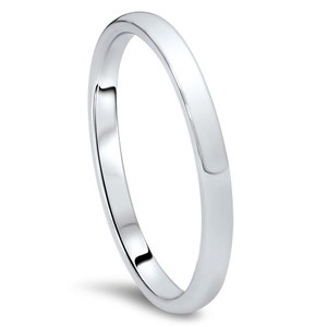 950 Platinum Wedding Band Womens 2MM Dome High Polished Plain Anniversary Ring Size (4-10)