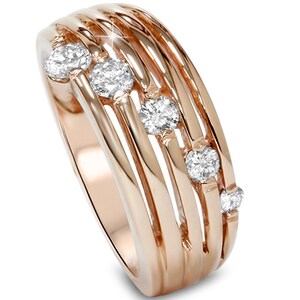 1/2Ct Diamond Rose Gold Ring Journey 14 Karat G-SI Size 4-9 image 3