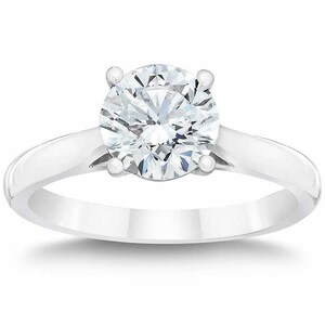 Engagement Ring Diamond 2 ct Solitaire Round Cut Diamond Engagement Ring 14K White Gold ((G-H), SI(1)-SI(2))