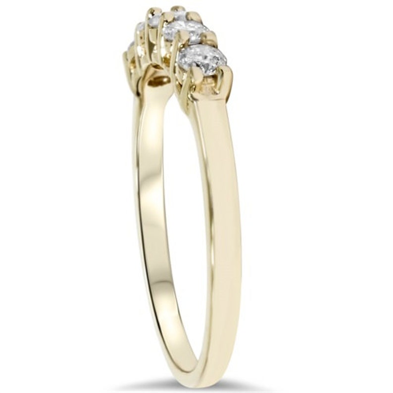 1/2 CT Five Stone Diamond Wedding Ring 14K Yellow Gold Size 4-9 image 2