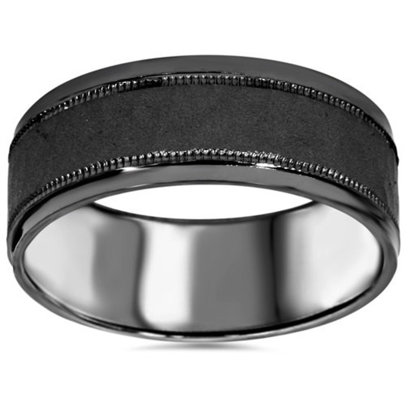 Hammered Black Gold Mens Wedding Band Size 712 8MM Mans
