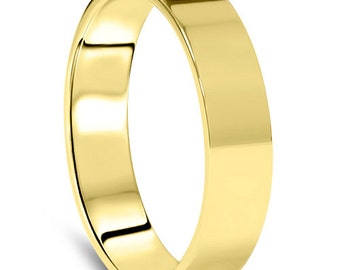 Men's 10k Yellow Gold 5mm Flat Plain Wedding Band High Polish