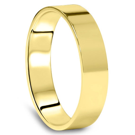 10k Yellow Gold 5mm Bevel Edge Comfort Fit Mens Womens Wedding Anniversary Band