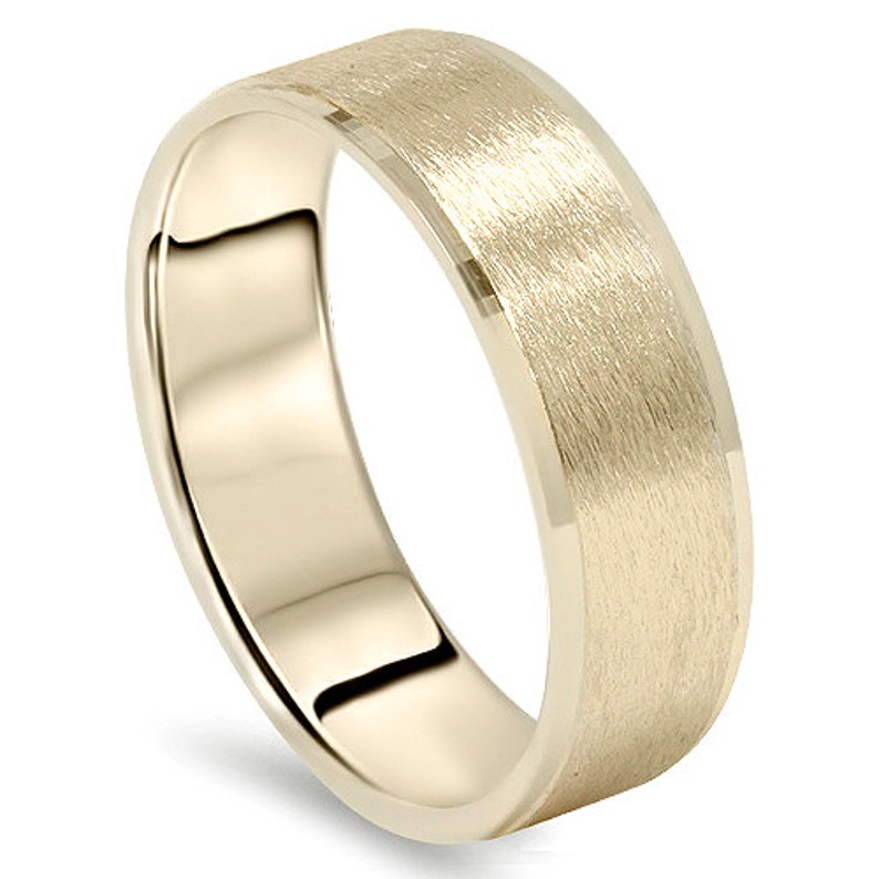 Mens Yellow Gold Wedding Band 14 Karat Ring 6MM Flat