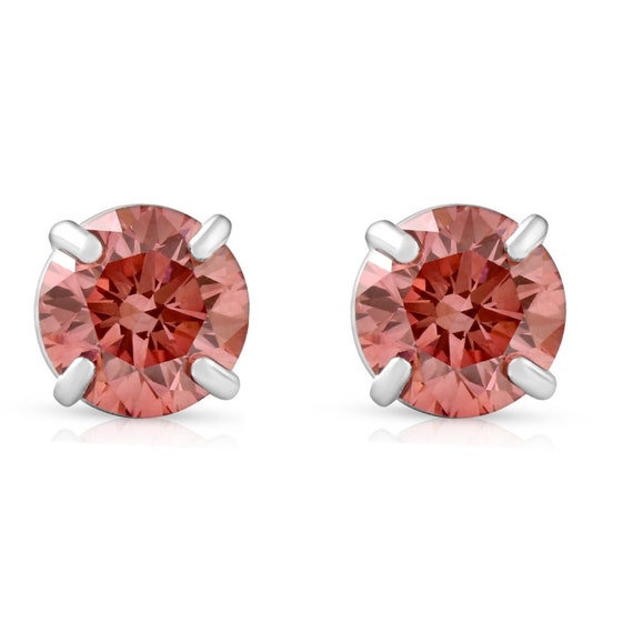 3/8ct Pink Lab Grown Diamond Screw Back Studs Earrings 14K 