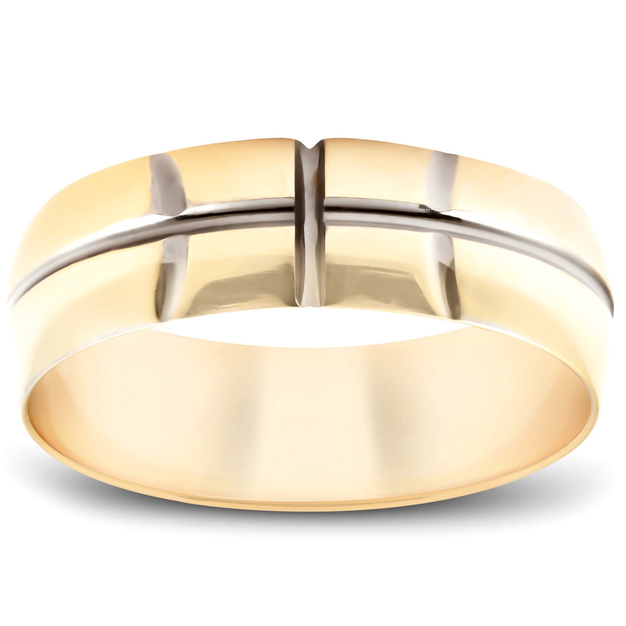 Mens Yellow Gold 10k 6mm Basketball Ring Wedding Anniversary Band