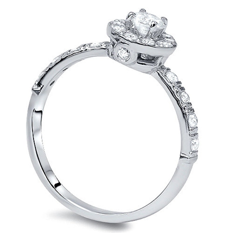 Diamond Engagement Ring 3/4CT Vintage Halo Diamond Engagement Ring 14K White Gold image 3