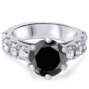 Black Diamond Engagement Ring 4.50CT Black & White Diamond Engagement Ring 14K White Gold