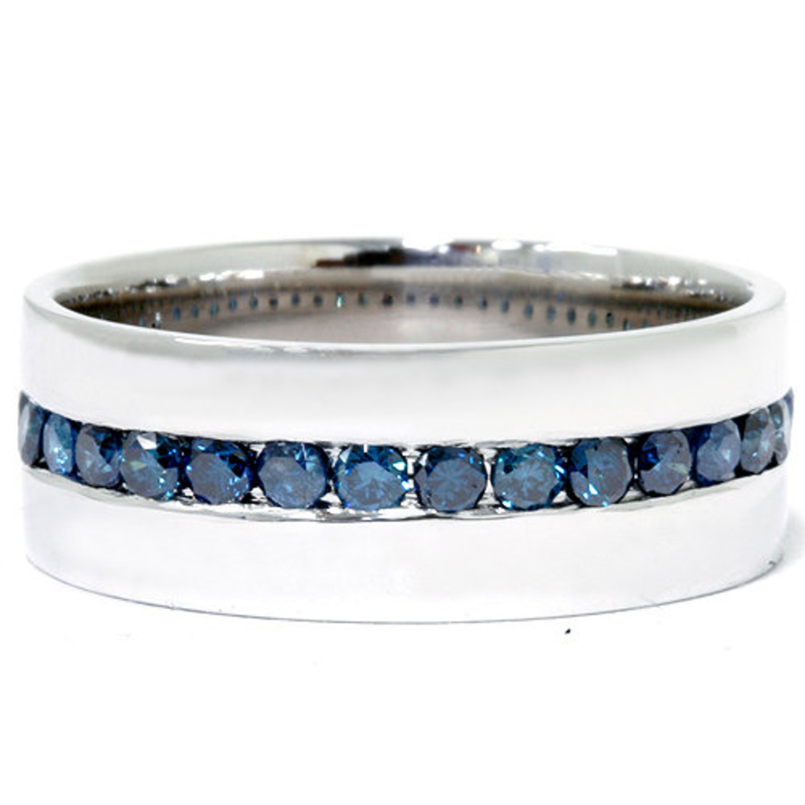 Blue Diamond Ring Mens Blue Diamond Wedding Ring 1.25CT