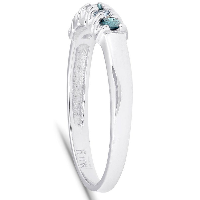 GH, I1-I2 Treated Blue /& White Diamond 5-Stone Wedding Womens Ring 10K White Gold 14ct