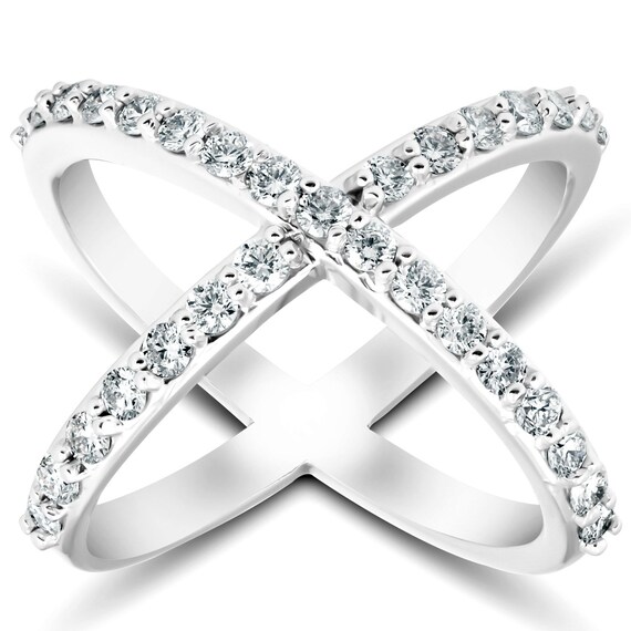 Diamond x ring white gold deals