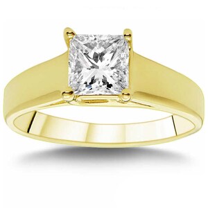 Pompeii 1 CT Princess Cut Diamond Solitaire Engagement Ring 14k Yellow Gold