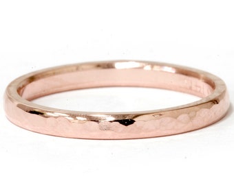 Hammered 14K White, Yellow, & Rose Gold 2MM Stackable Wedding Band Womens Anniversary Ring Size 4-9.5 Available in all metals