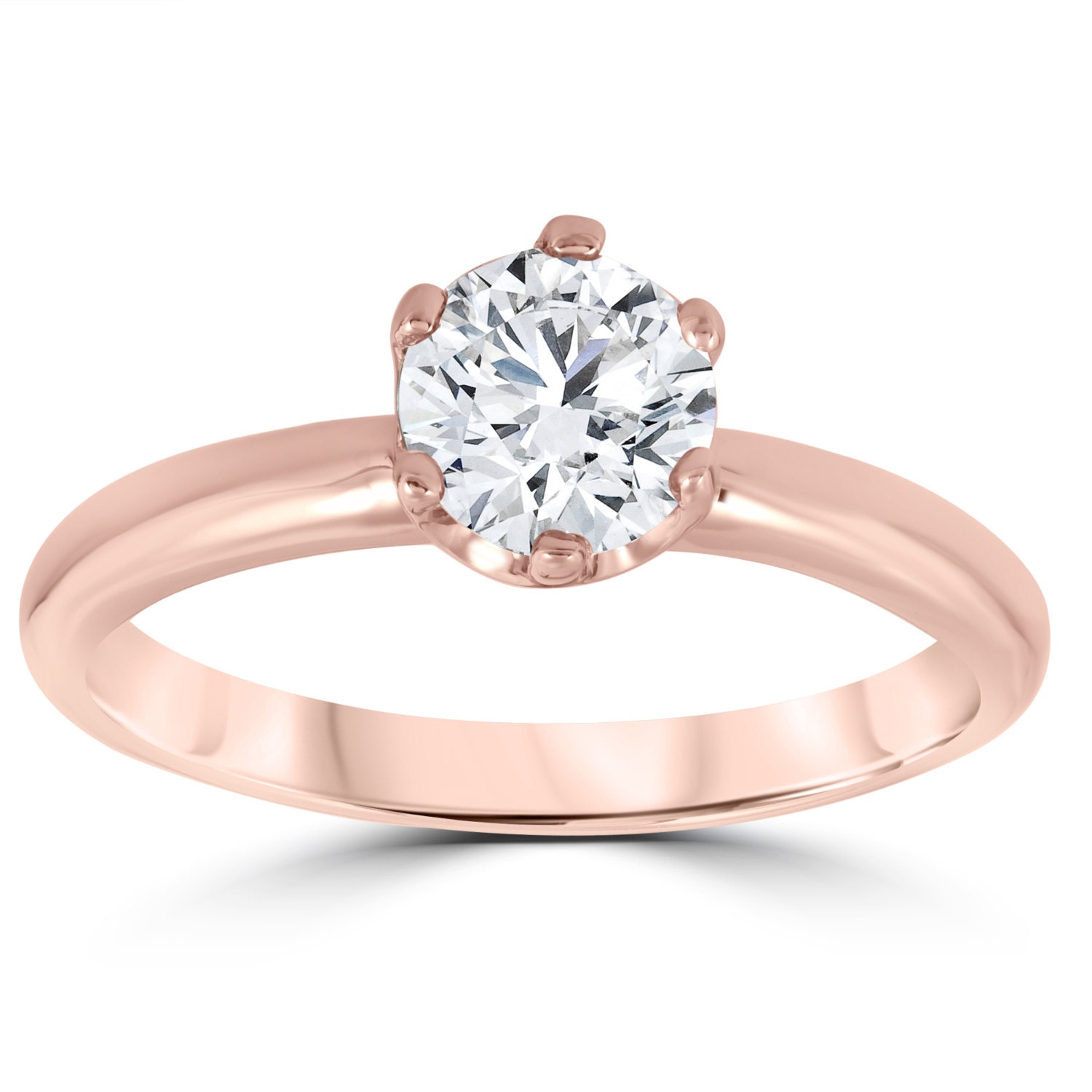 Oro rosa diamantes anillo de 1 solitario 6 -