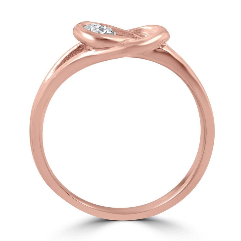 Diamond Knot Solitaire Round Brilliant Cut Ring 14K Rose Gold 1/5ct G, I1 image 2