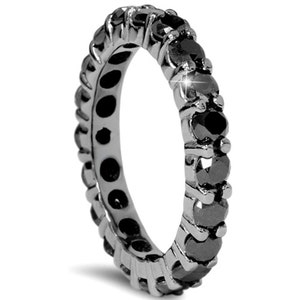 2.00CT Black Diamond Eternity Ring 10K Black Gold