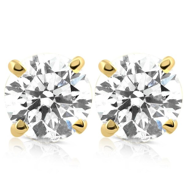 F VS 1.50ct Lab Grown Diamond Studs 14k Yellow Gold Screw Backs