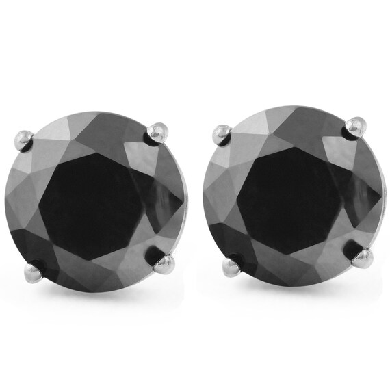 Black diamond stud earrings screw back deals