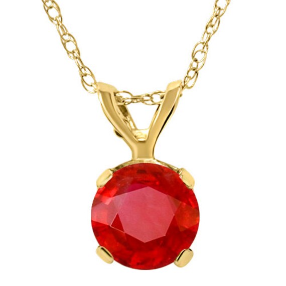 Pendentif Cœur Rubis Simulé Plaqué Or 14k - Argent 925 - Collier Beauté