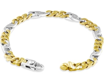 P3 POMPEII3 Men's Figaro link 14k Gold (19gram) or Platinum (31gram) 6mm Bracelet 8"