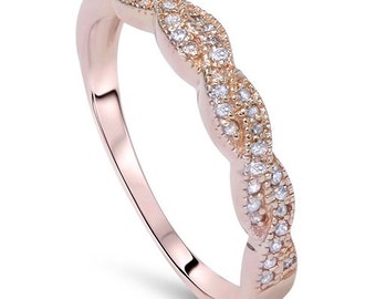 Diamond .20CT Pave Diamond Wedding Ring 14K Rose Gold