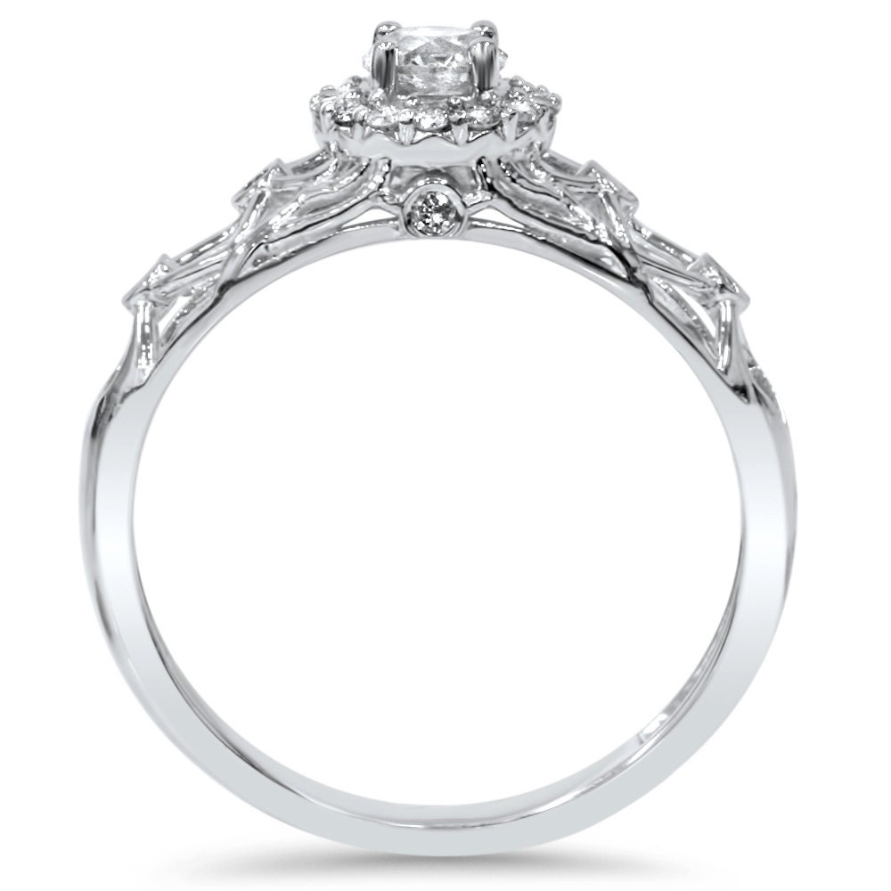 Diamond Engagement Ring Halo Diamond Engagement Ring .55 | Etsy