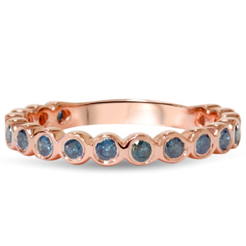 Blue Diamond .45CT Stackable Ring 14K Rose Gold Size 4-10 - Etsy