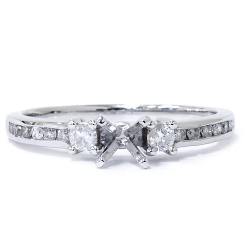 Channel Set Diamond Engagement Ring Setting Semi Mount Mounting 14K White Gold 13CT Size 4-9
