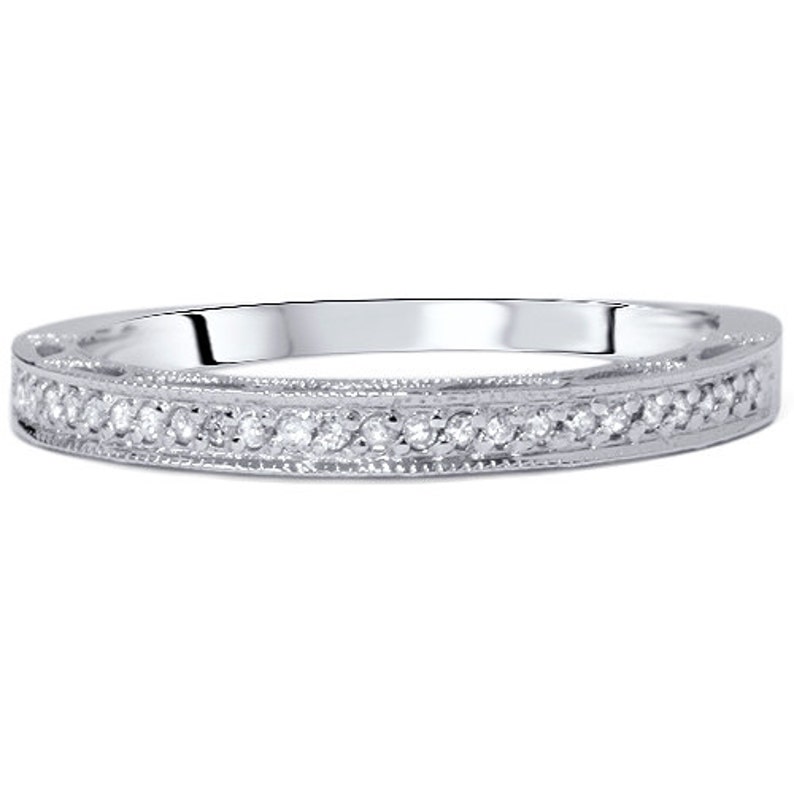 Vintage Diamond Wedding Ring 10K White Gold Etsy Canada