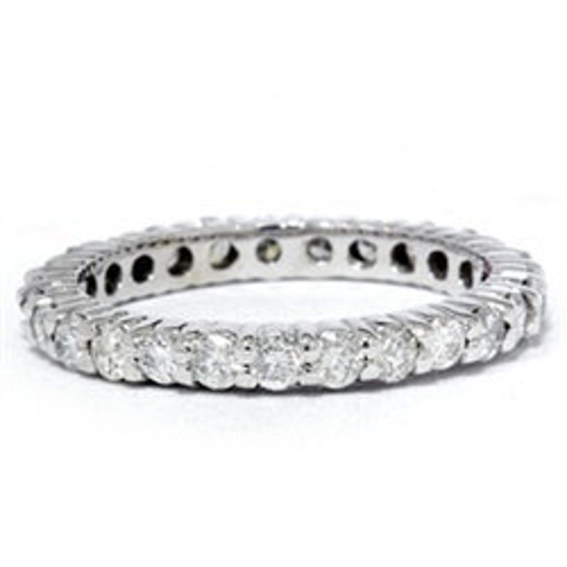 1.00CT Diamond Eternity Wedding Ring Womens 14K White Gold Anniversary Stackable Guard Band Size 4-9 image 1