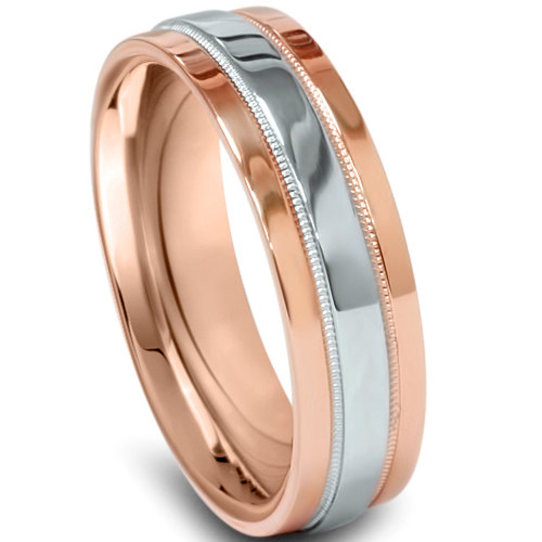 Matte Classic Wedding Ring in Platinum and 18k Rose Gold (6mm)