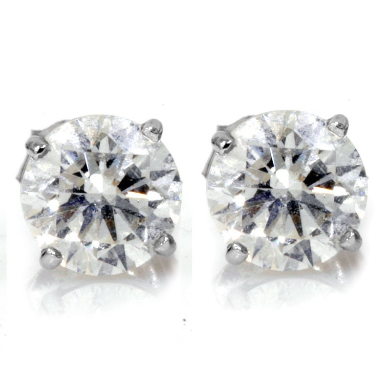 1.00CT Diamond Studs 14K White Gold, Diamond Studs, Push Backs, 14k White Gold, Gifts For Her, Anniversary Gifts, 14k White, Diamond Studs image 1