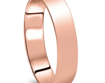 14K Rose Gold Plain High Polished 5MM Wedding Band Ring Size 4-12