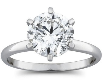 Engagement Ring 1 1/2ct Solitaire Diamond Engagement Ring 14K White Gold (F, SI(2)-I(1))