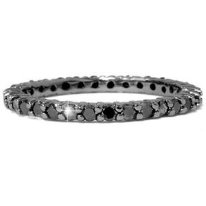 1.55CT Black Diamond Eternity Ring Channel Set Stackable Wedding Anniversary Band 14KT Black Gold