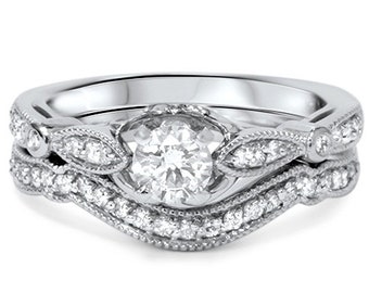 Diamond .80CT Vintage Engagement Ring Set 950 Platinum