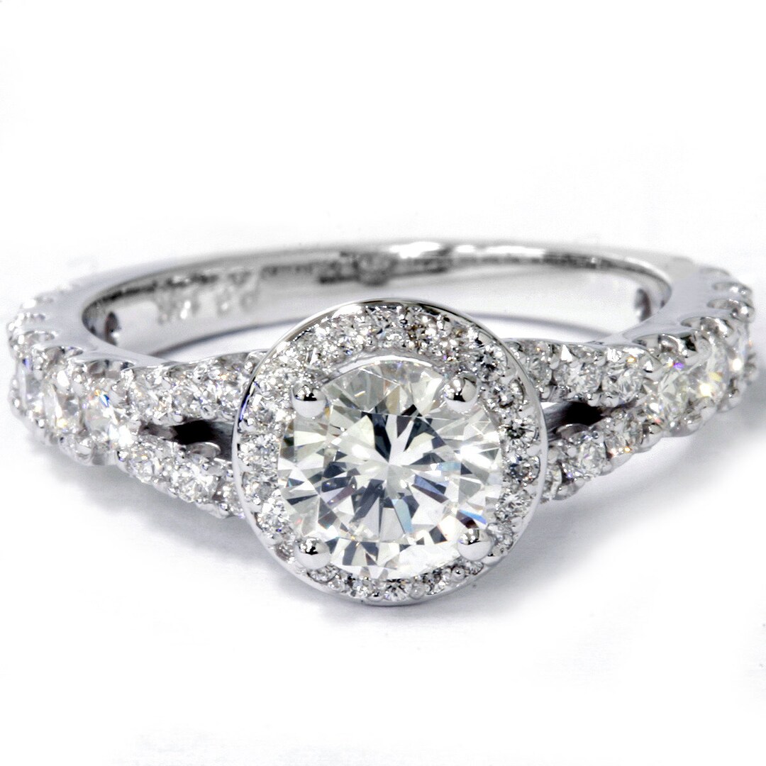 Engagement Ring 1.25 Ct Halo Split Shank Diamond Engagement - Etsy