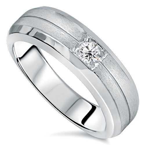 Mens wedding band single deals diamond