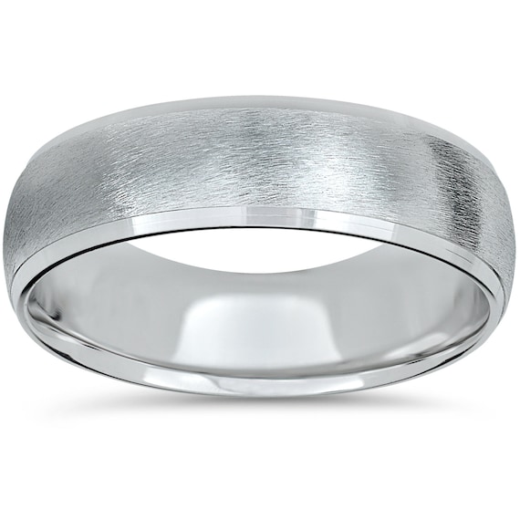 Platinum Wedding Band Mens Brushed Beveled Ring His Wedding