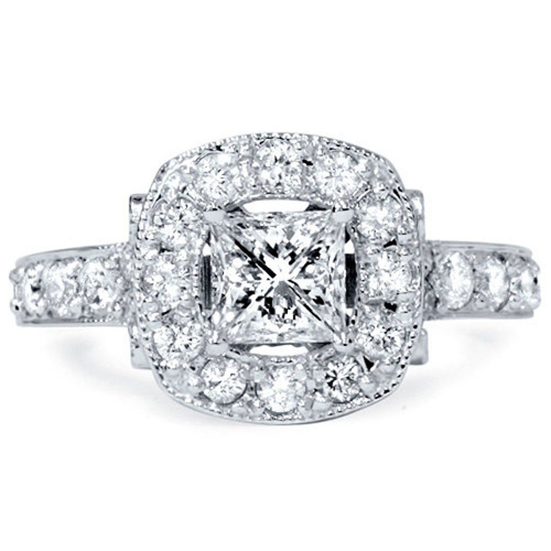 Engagement Ring Princess Cut Diamond 2.35CT Princess Cut Etsy